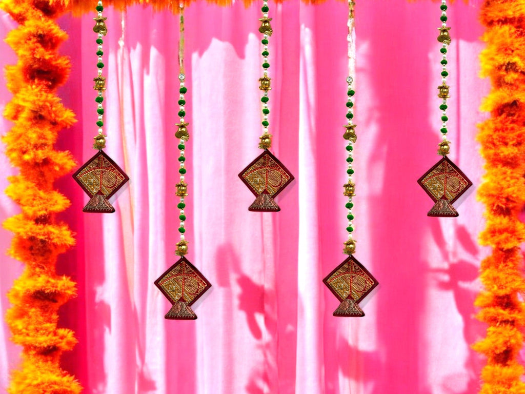 26" Long Gota Ball & Pearl Lari with Kite Tassels for Lohri or Makar Sankranti, Set of 5