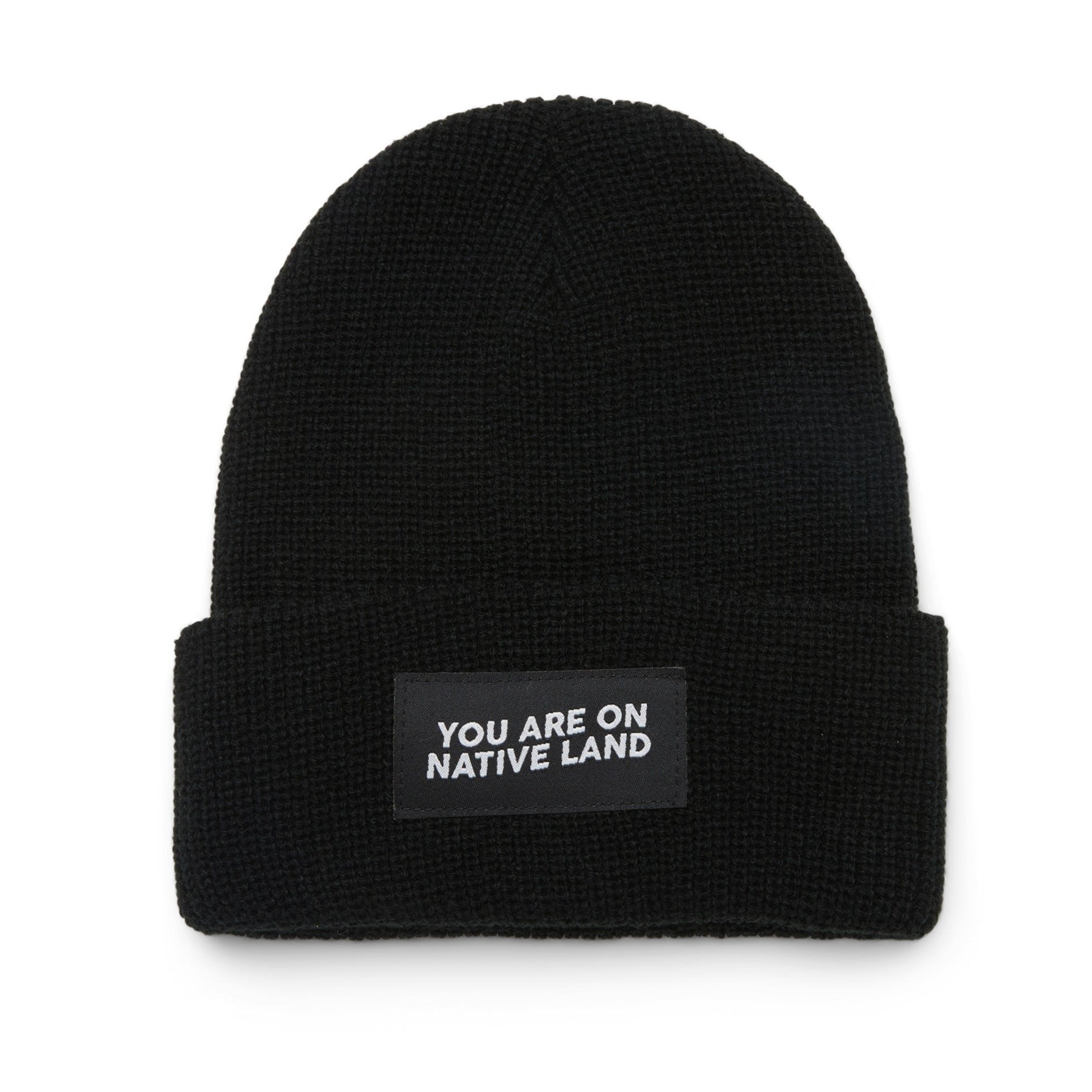 'YOU ARE ON NATIVE LAND' RIBBED BEANIE
