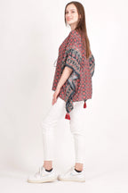 Yana Embroidered Ajrakh Kaftan Top by Raas