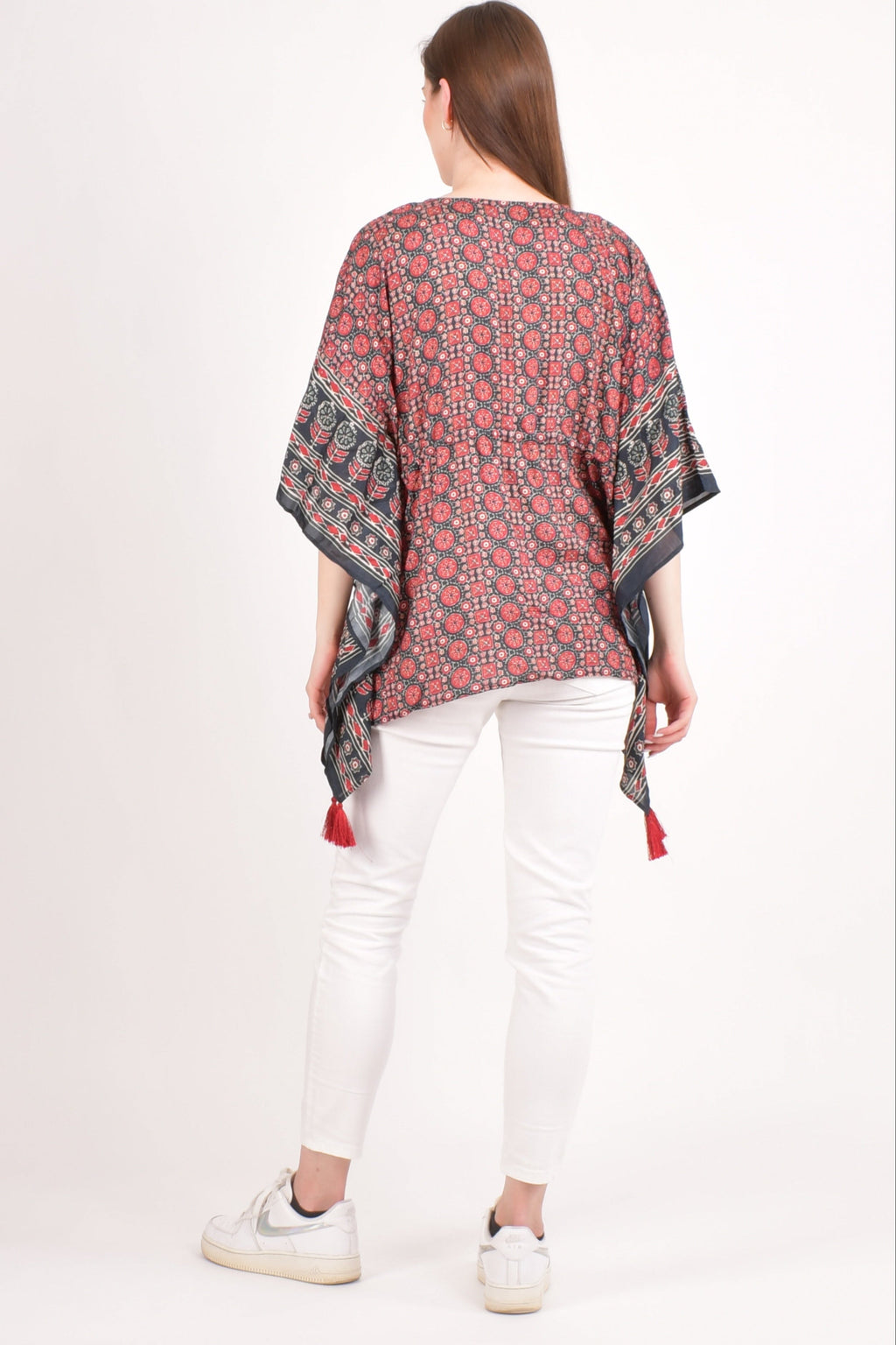 Yana Embroidered Ajrakh Kaftan Top