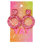 Yay Acrylic Party Earrings | Glitter Novelty Drop Earrings | 2.5" x 4.5" by The Bullish Store