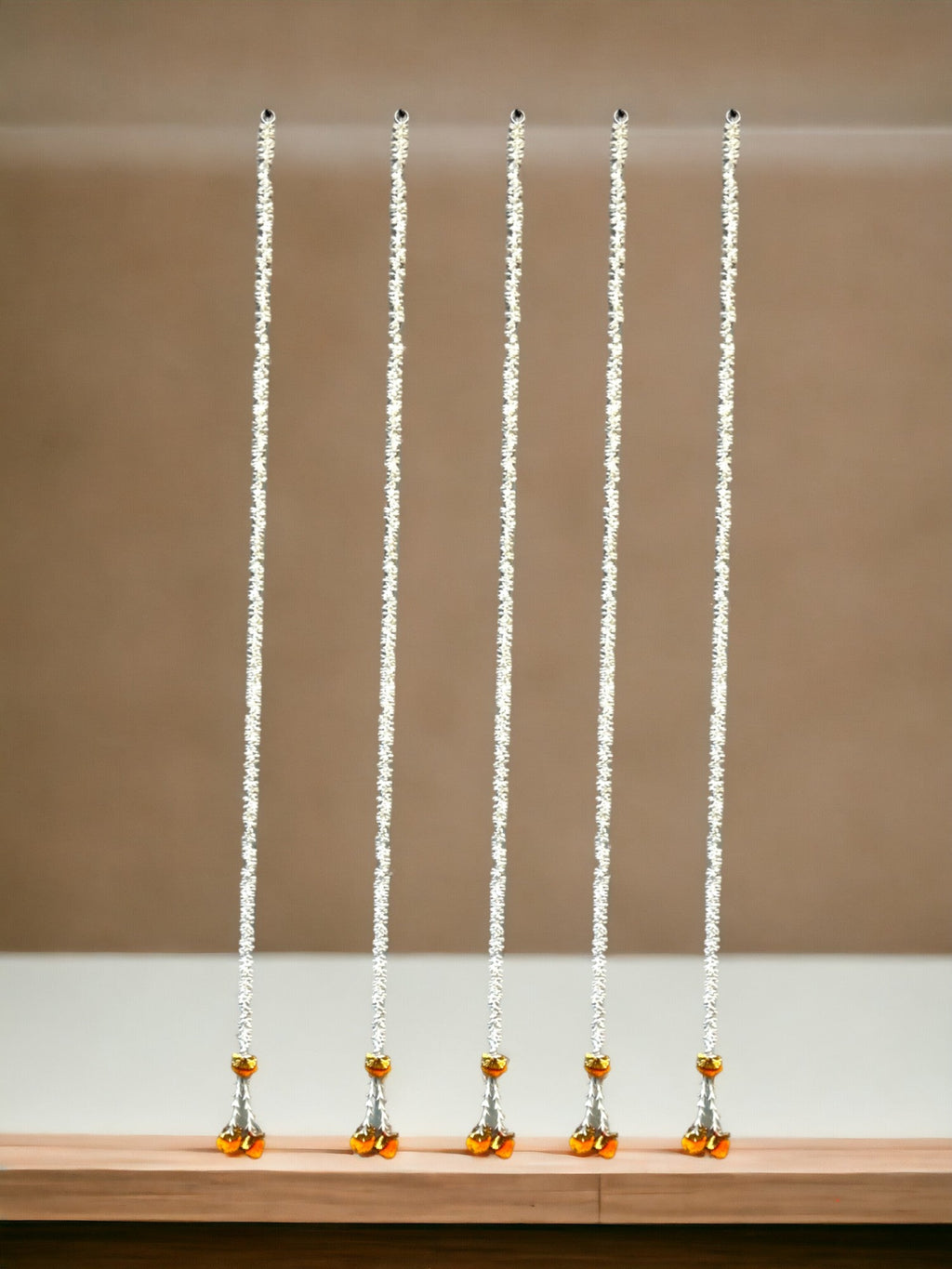 Scented Jasmine Gajra Lari with PomPom, Set of 5