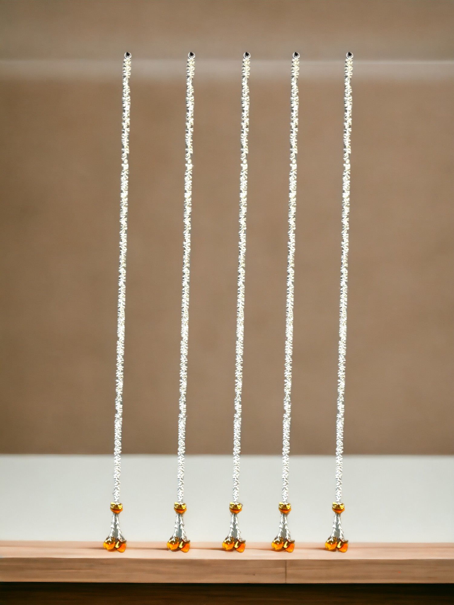 Scented Jasmine Gajra Lari with PomPom, Set of 5