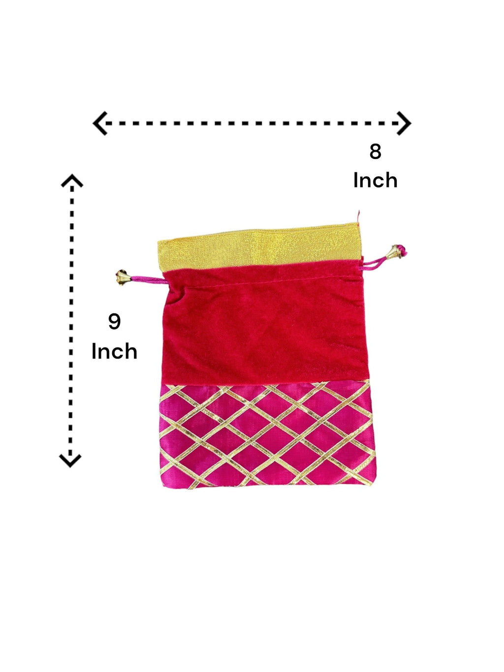 Silk, Velvet, Gota Patti Potli , Set of 5