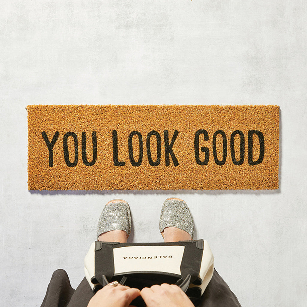 You Look Good Coir Door Mat | Welcome Outdoor Indoor Rug | 30" x 10"