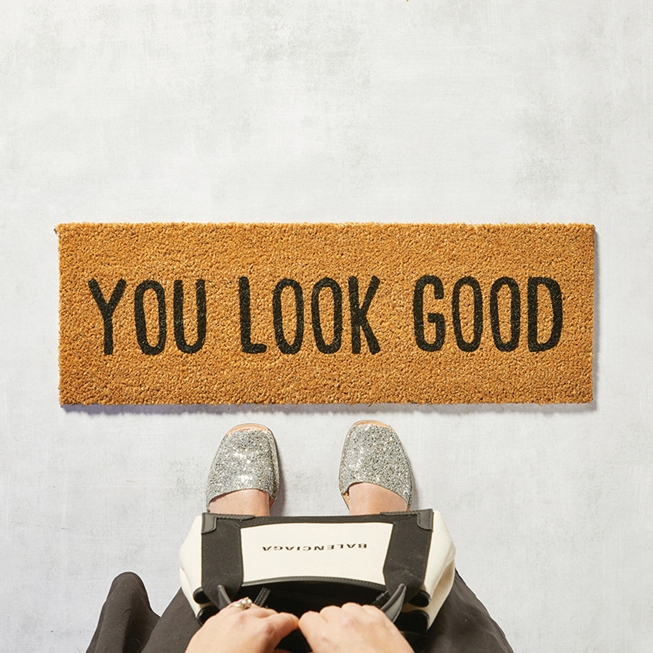 You Look Good Coir Door Mat | Welcome Outdoor Indoor Rug | 30" x 10"