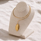 Zizi Wrap Choker Necklace with a Leaf Pendant