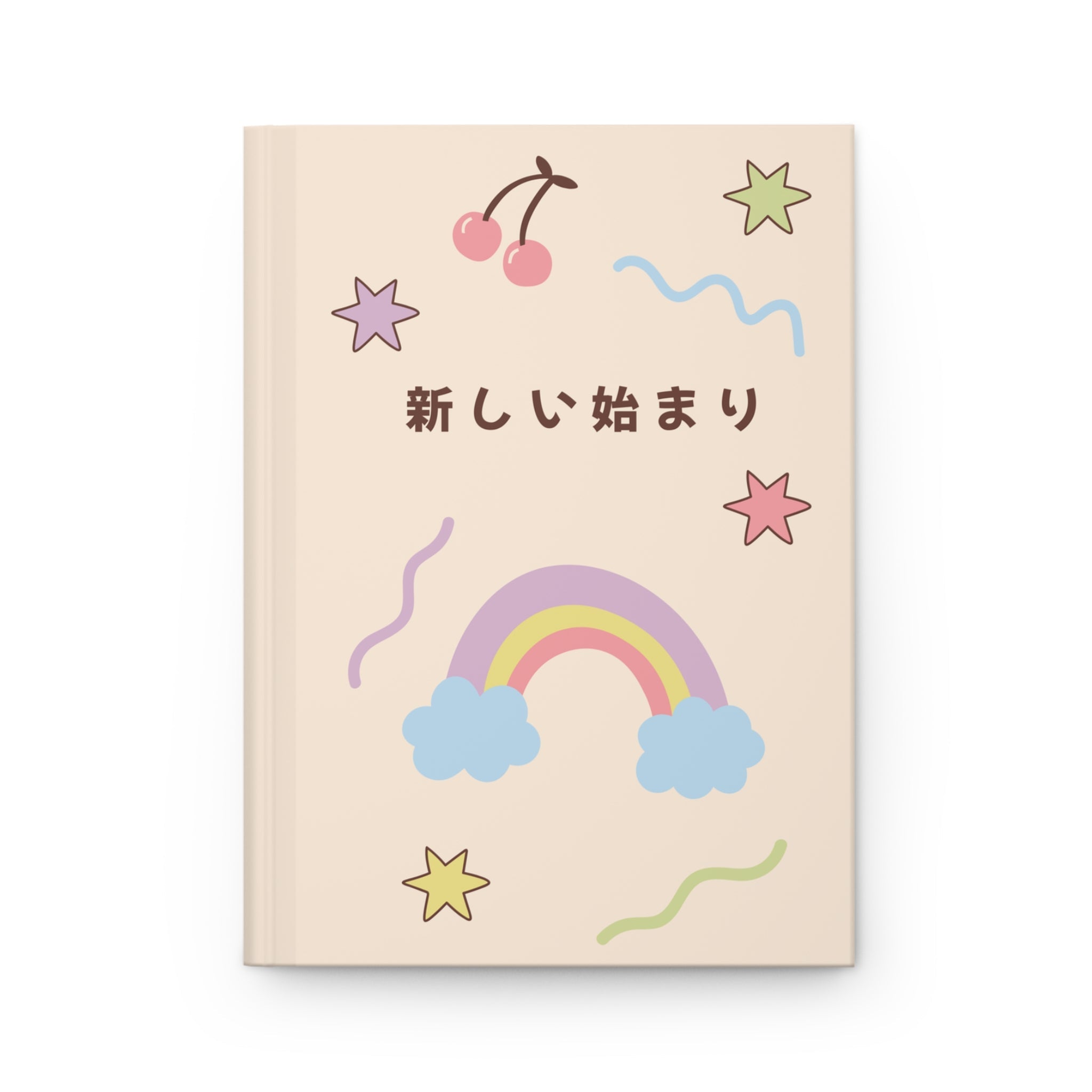 新しい始まり (A New Beginning) Hardcover Journal, Kawaii Rainbow & Cherry Notebook with Japanese text for mindfulness journaling, back to school Paper products La Vie Bien 新しい始まり (A New Beginning) Hardcover Journal, Kawaii Rainbow & Cherry Notebook with Japanese text for mindfulness journaling, back to school