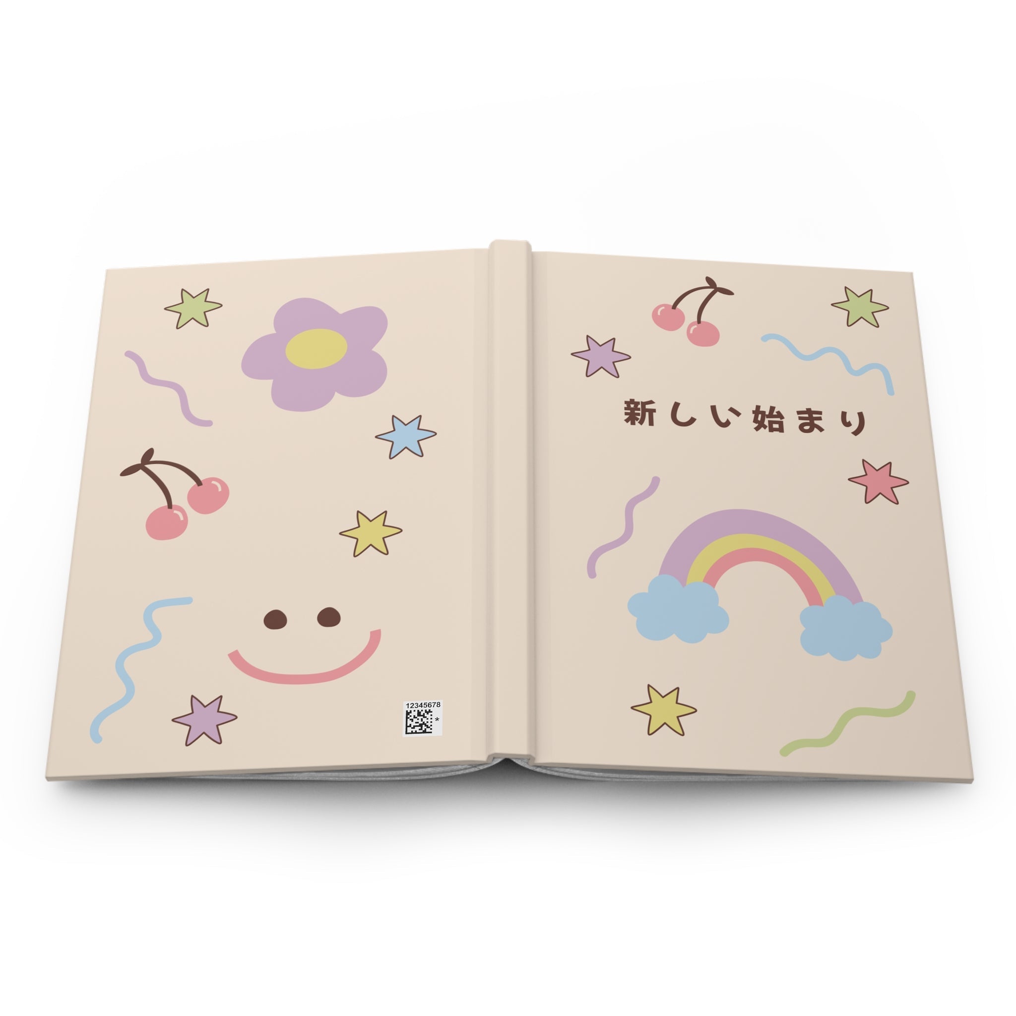 新しい始まり (A New Beginning) Hardcover Journal, Kawaii Rainbow & Cherry Notebook with Japanese text for mindfulness journaling, back to school Paper products La Vie Bien 新しい始まり (A New Beginning) Hardcover Journal, Kawaii Rainbow & Cherry Notebook with Japanese text for mindfulness journaling, back to school