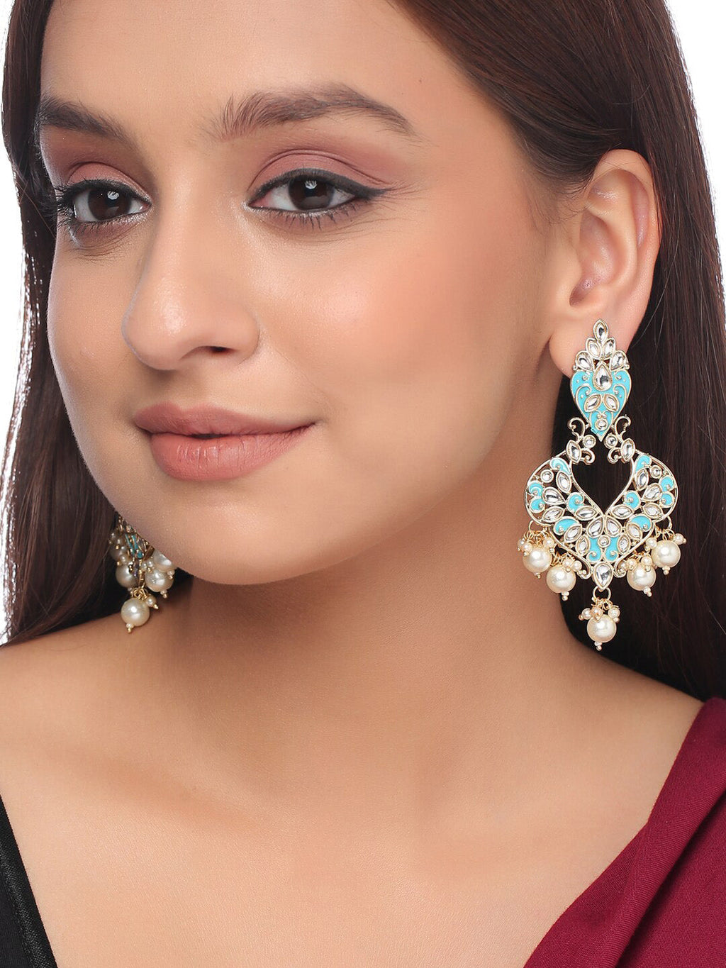 Shoshaa Turquoise Blue Contemporary Drop Earrings For Women