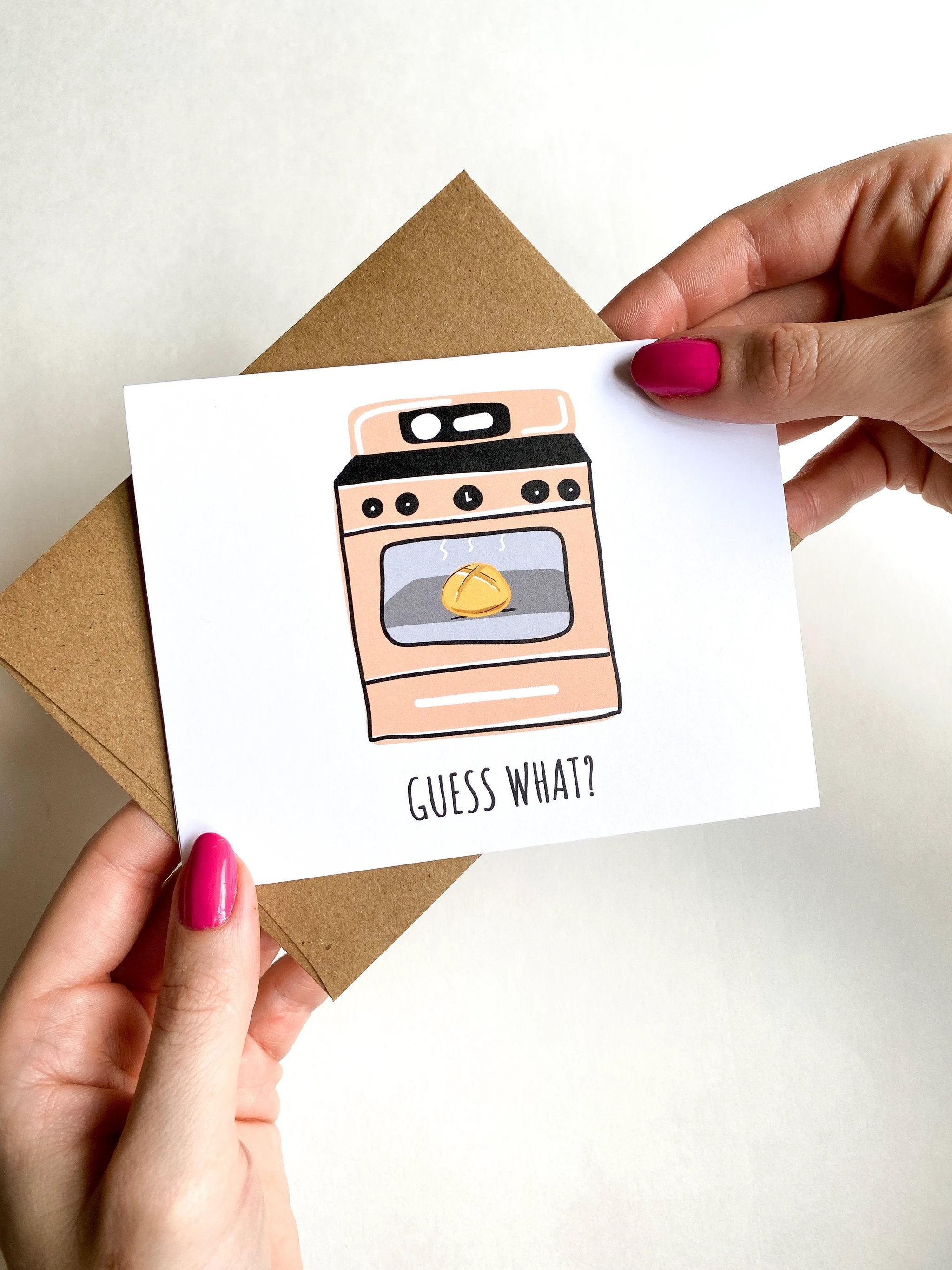 Bun in the Oven Card Pregnancy Announcement Card, New Baby Card, New Mom by Five Dot Post