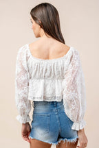 Bella Lace Angelica – 3D Off-Shoulder Floral Blouse in White by Bella Moda Latina