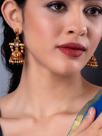 Aadita Gold-Toned Geometric Jhumkas Earrings Aadita La Vie Bien Aadita Gold-Toned Geometric Jhumkas Earrings