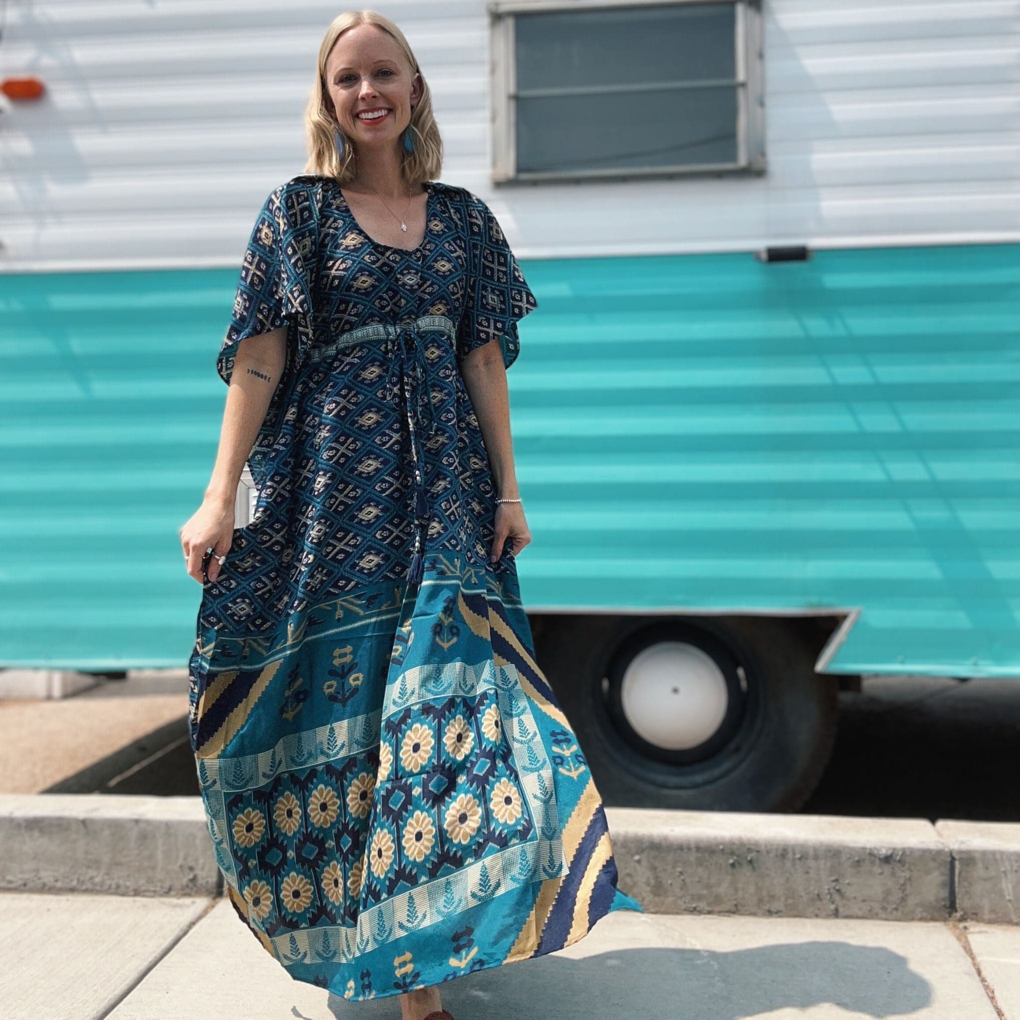 Aanya Adjustable Long Kaftan Dress Clothing and Accessories La Vie Bien Aanya Adjustable Long Kaftan Dress
