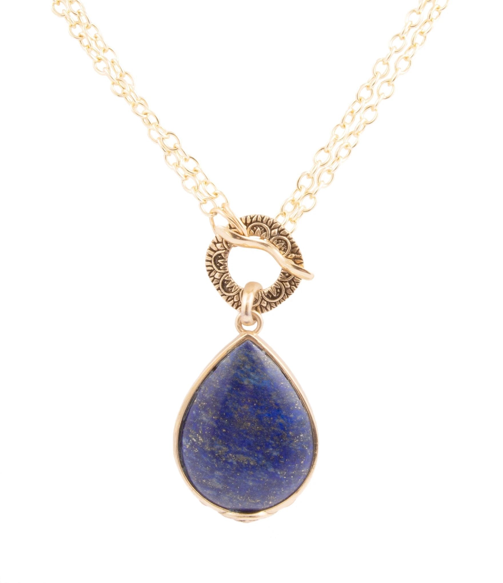 Abby Blue Lapis Golden Pendant Necklace by Barse Jewelry