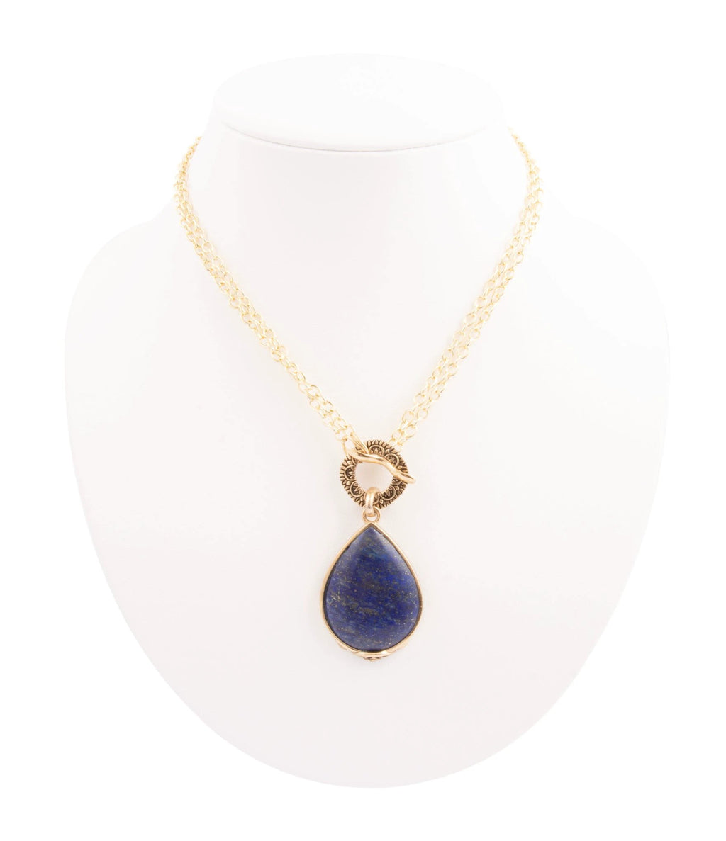 Abby Blue Lapis Golden Pendant Necklace by Barse Jewelry