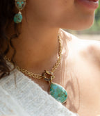 Abby Blue Turquoise and Golden Bronze Pendant Necklace