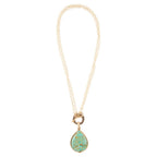 Abby Blue Turquoise and Golden Bronze Pendant Necklace