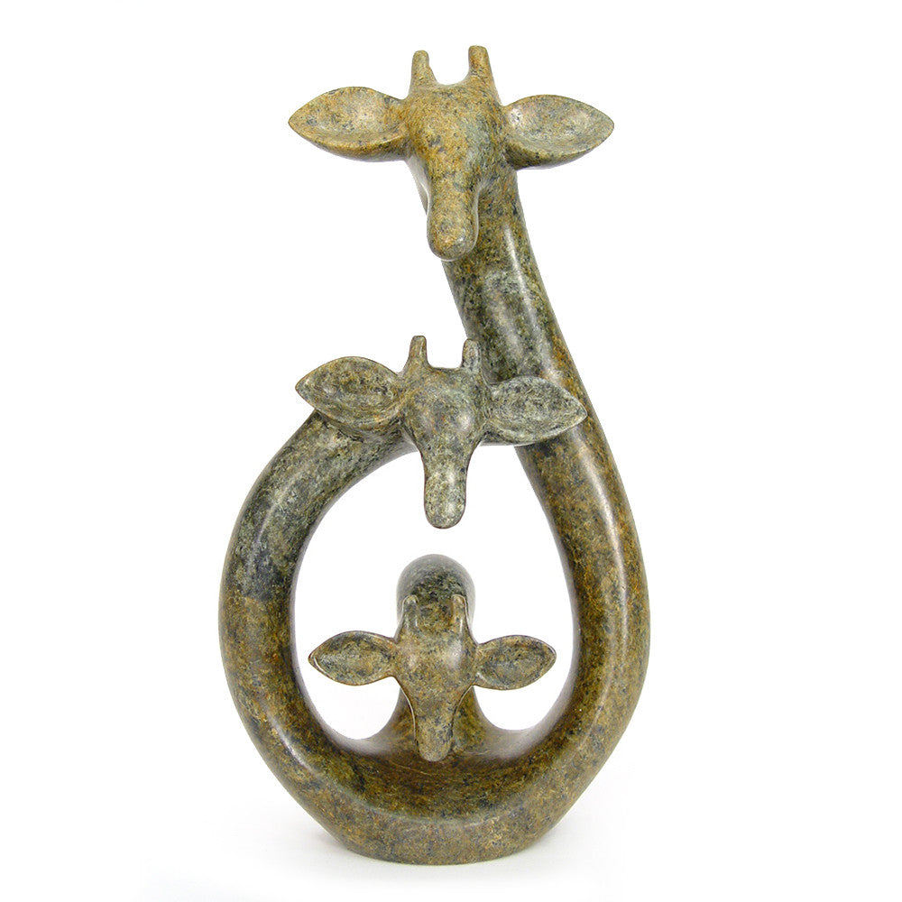 Stone Giraffe Family of Three - 12"