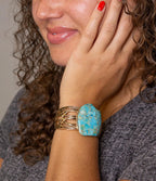 Abstract Blue Turquoise Golden Statement Cuff by Barse Jewelry