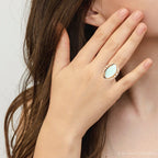 Abstract Green Chrysoprase and Golden Ring by Barse Jewelry