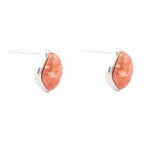 Abstract Orange Sponge Coral and Sterling Silver Stud Earrings