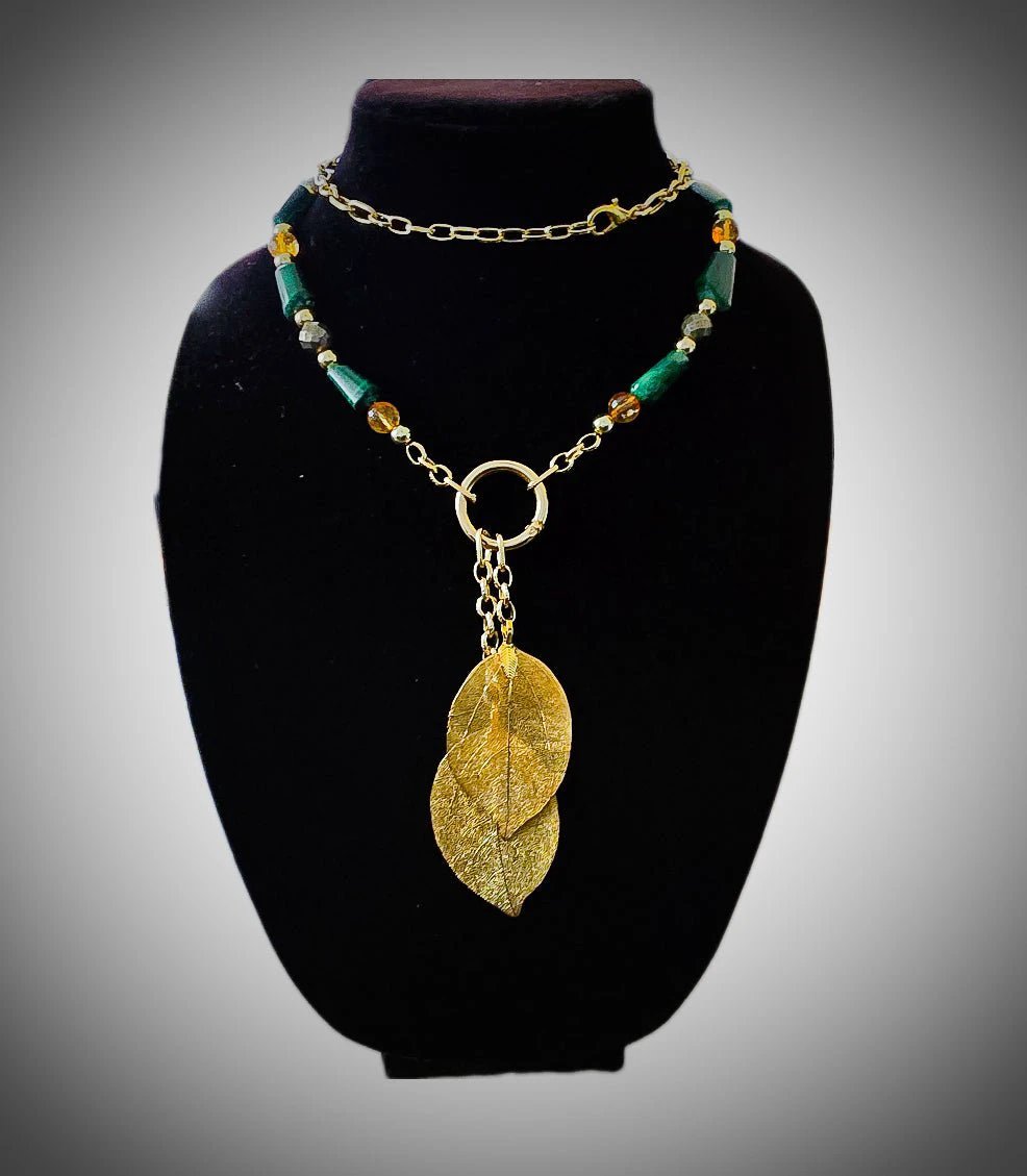 "Abundance Of Wealth" Necklace |Malachite , Citrine, and Pyrite by L.Signature Collection by L.Styles