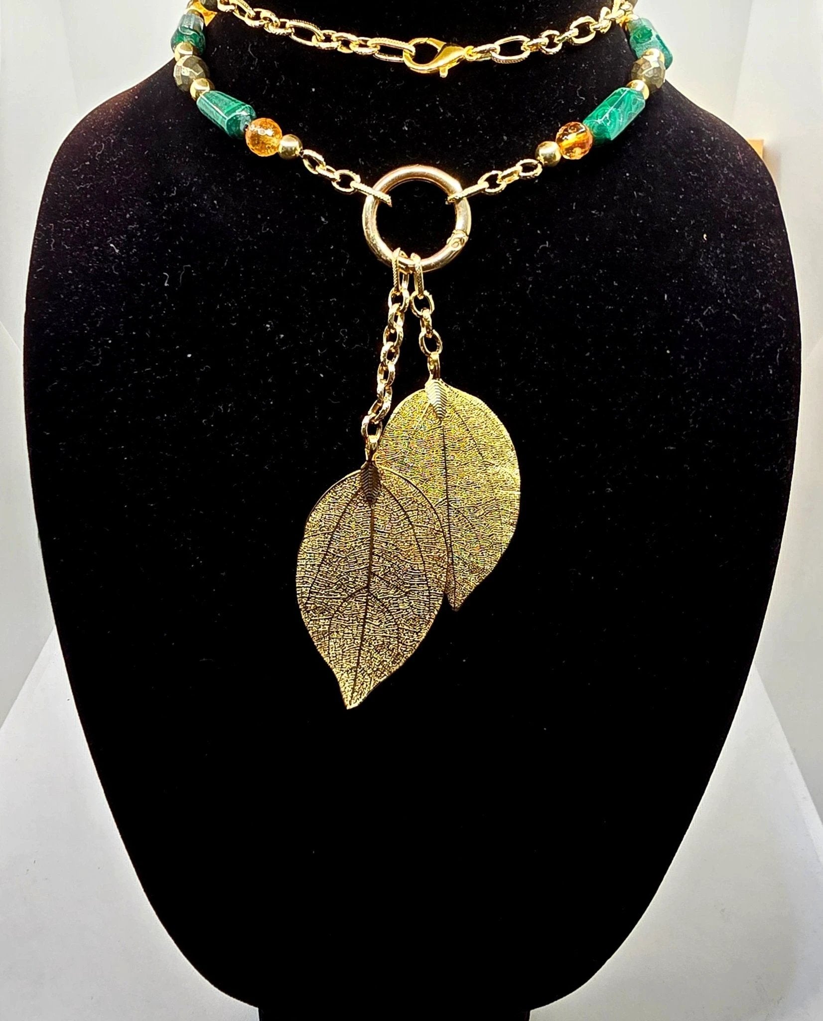 "Abundance Of Wealth" Necklace |Malachite , Citrine, and Pyrite by L.Signature Collection by L.Styles