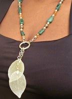 "Abundance Of Wealth" Necklace |Malachite , Citrine, and Pyrite