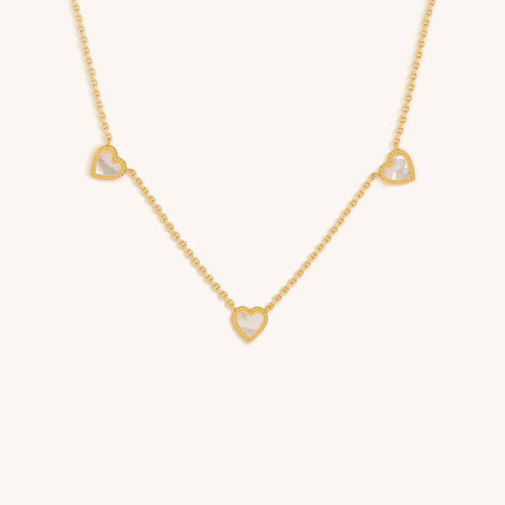 Abundant Solace Mother of Pearl Heart Gold Necklace