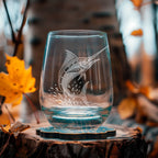Marlin Etched Old-Fashioned Glass - 12 oz