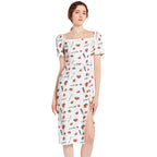 Japanese いちご strawberry Split Thigh Midi Bodycon Dress