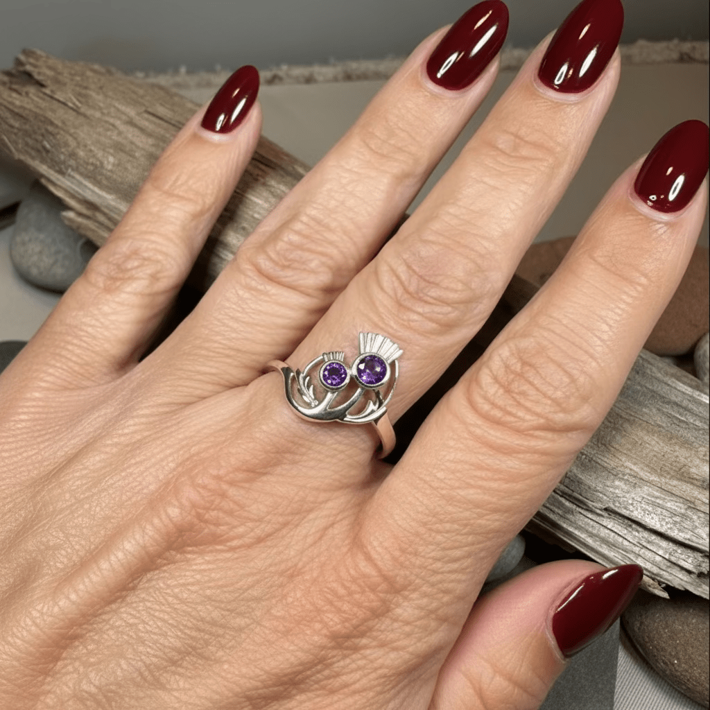 Adairia Scottish Thistle Amethyst Ring in Sterling Silver Ring La Vie Bien Adairia Scottish Thistle Amethyst Ring in Sterling Silver
