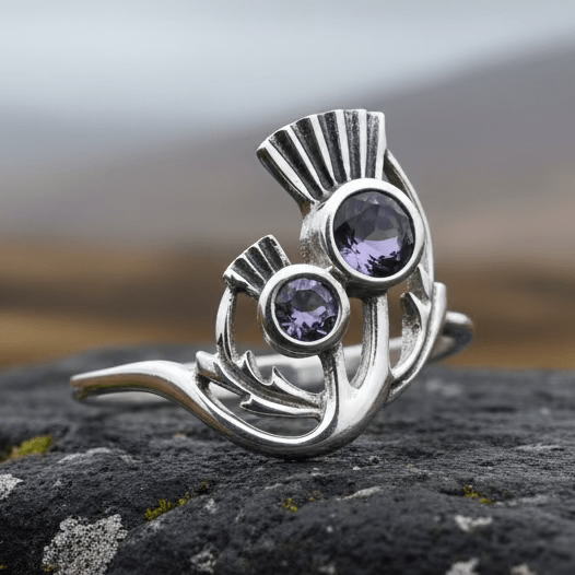Adairia Scottish Thistle Amethyst Ring in Sterling Silver Ring La Vie Bien Adairia Scottish Thistle Amethyst Ring in Sterling Silver