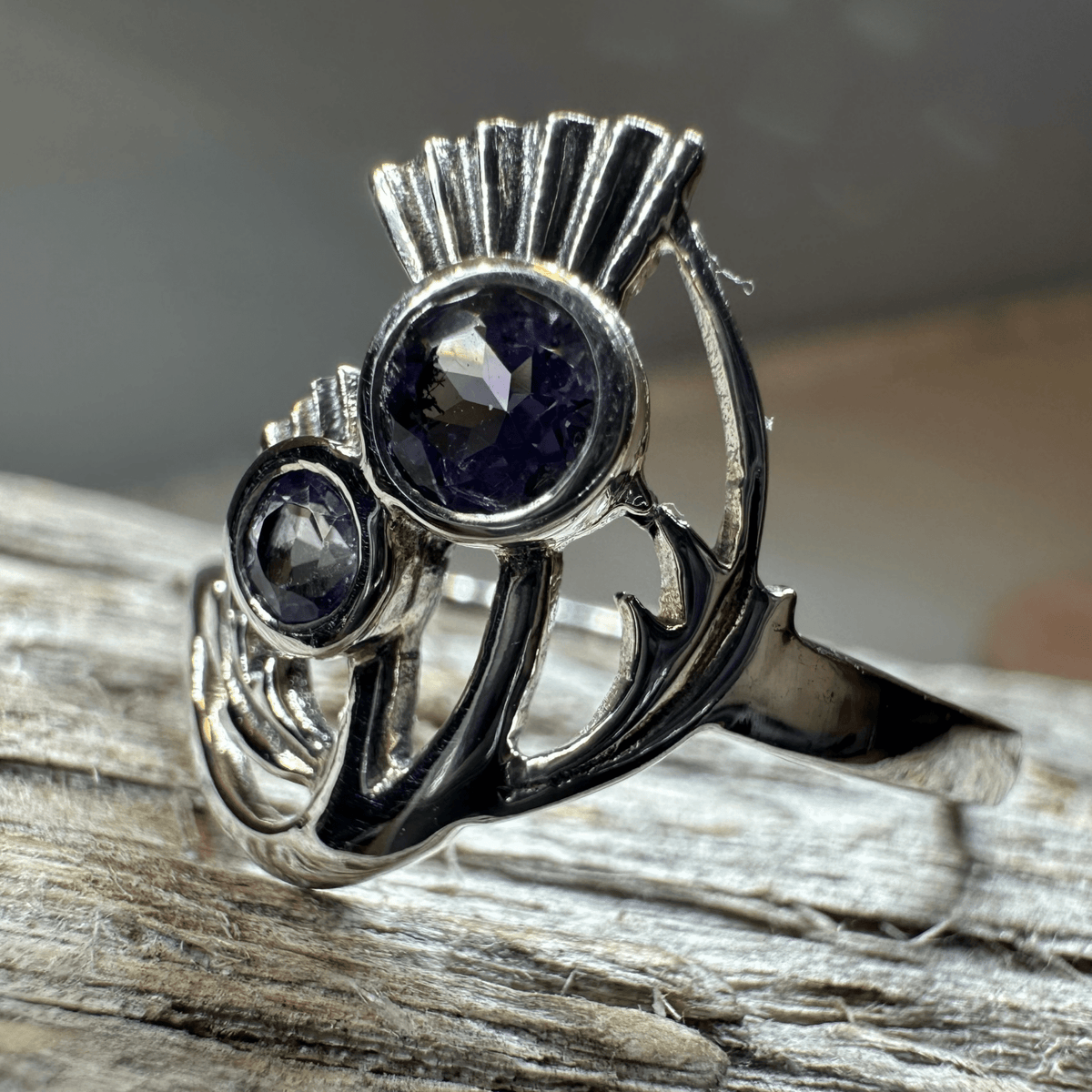 Adairia Scottish Thistle Amethyst Ring in Sterling Silver Ring La Vie Bien Adairia Scottish Thistle Amethyst Ring in Sterling Silver
