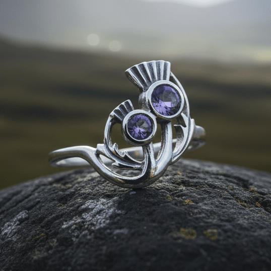 Adairia Scottish Thistle Amethyst Ring in Sterling Silver Ring La Vie Bien Adairia Scottish Thistle Amethyst Ring in Sterling Silver