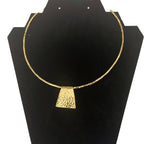 Addis Hammered Choker Necklace with a Rectangular Pendant Choker La Vie Bien Addis Hammered Choker Necklace with a Rectangular Pendant