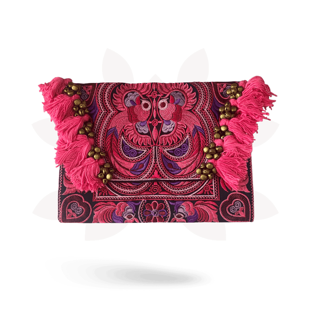 Adelita Embroidered Bird Boho Clutch iPad | Tablet Bag - Thailand Bags La Vie Bien Adelita Embroidered Bird Boho Clutch iPad | Tablet Bag - Thailand