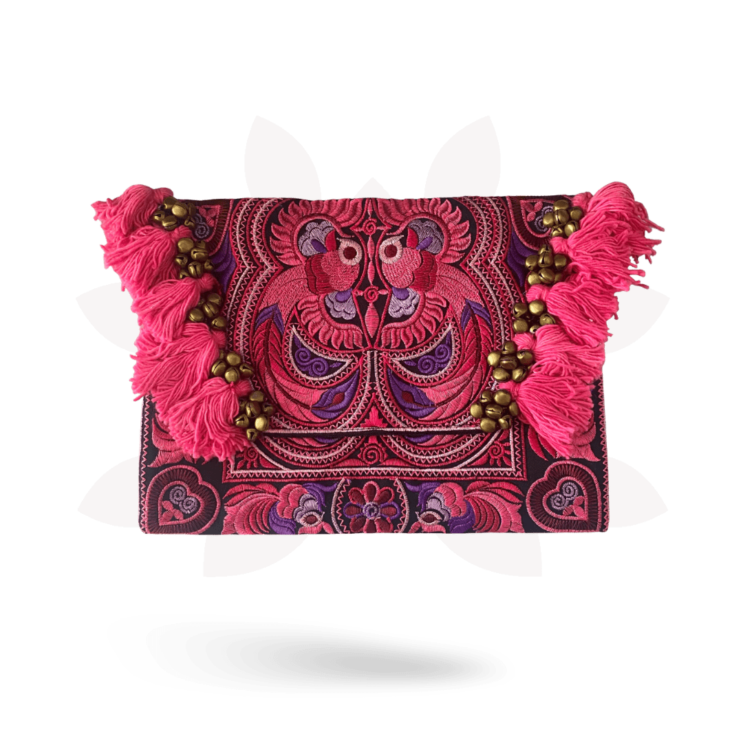 Adelita Embroidered Bird Boho Clutch iPad | Tablet Bag - Thailand Bags La Vie Bien Adelita Embroidered Bird Boho Clutch iPad | Tablet Bag - Thailand