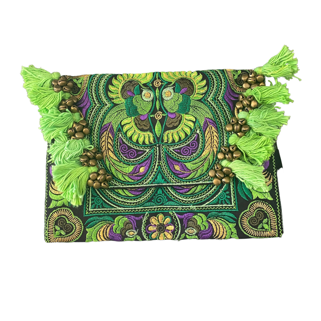 Adelita Embroidered Bird Boho Clutch iPad | Tablet Bag - Thailand Bags La Vie Bien Adelita Embroidered Bird Boho Clutch iPad | Tablet Bag - Thailand