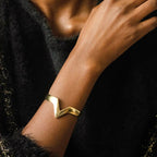 Adjustable Brass Open V - Shaped Cuff Bracelet - Nyeupe Bracelets La Vie Bien Adjustable Brass Open V - Shaped Cuff Bracelet - Nyeupe