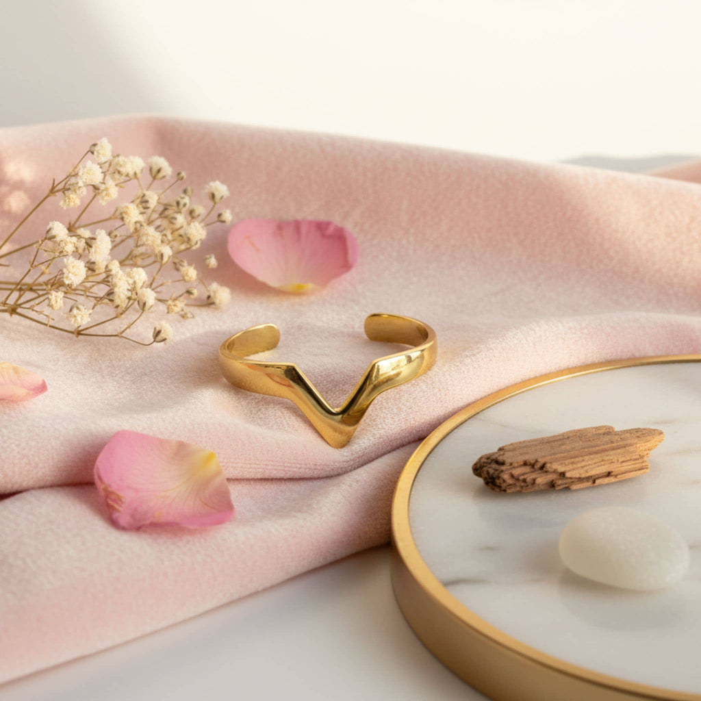 Adjustable Brass Open V - Shaped Cuff Bracelet - Nyeupe Bracelets La Vie Bien Adjustable Brass Open V - Shaped Cuff Bracelet - Nyeupe
