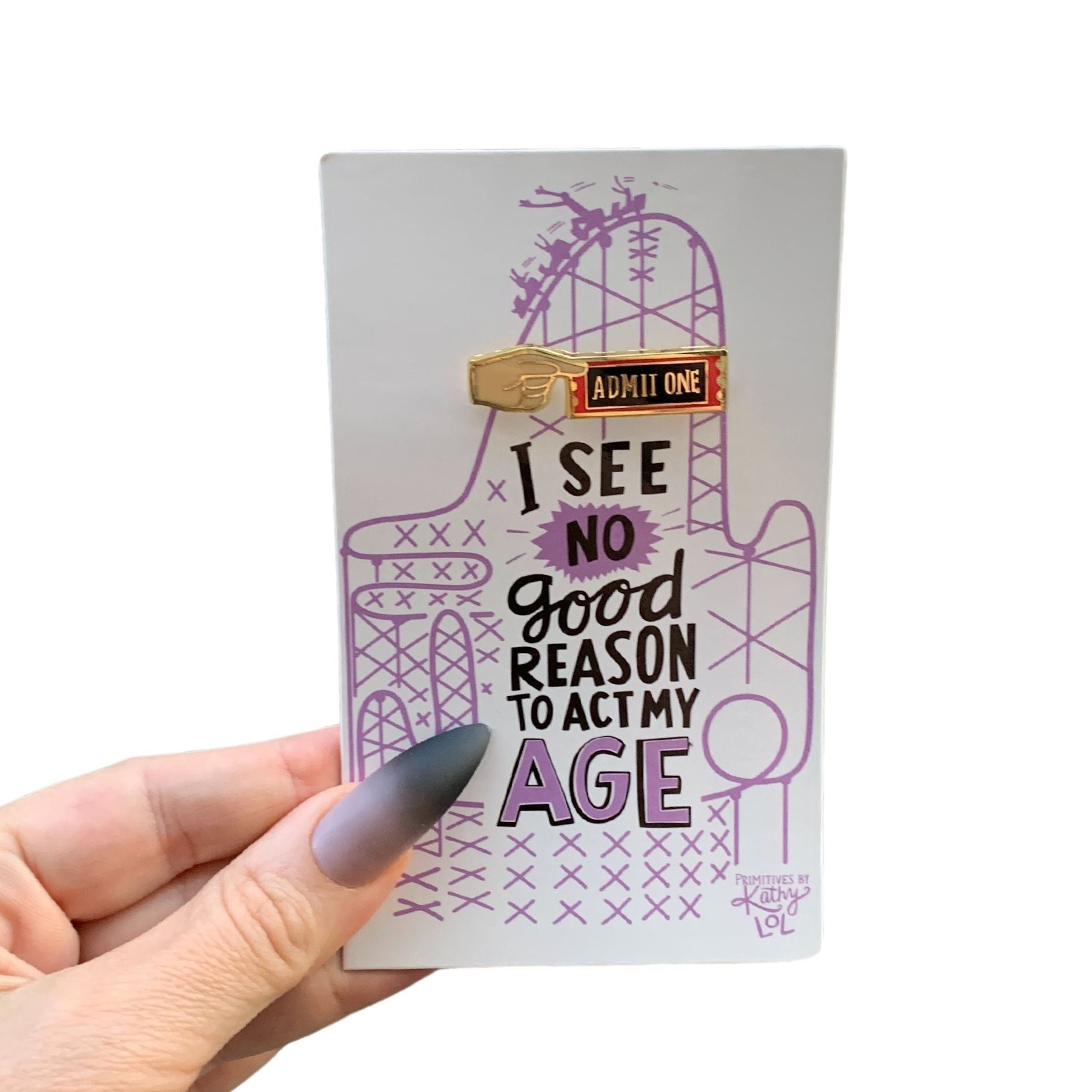 "Admit One" Carnival Ticket Enamel Pin on Gift Card Pins La Vie Bien "Admit One" Carnival Ticket Enamel Pin on Gift Card