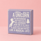 Advice From Unicorn Wooden Box Sign | Purple with White Lettering 6" x 6" Decor La Vie Bien Advice From Unicorn Wooden Box Sign | Purple with White Lettering 6" x 6"