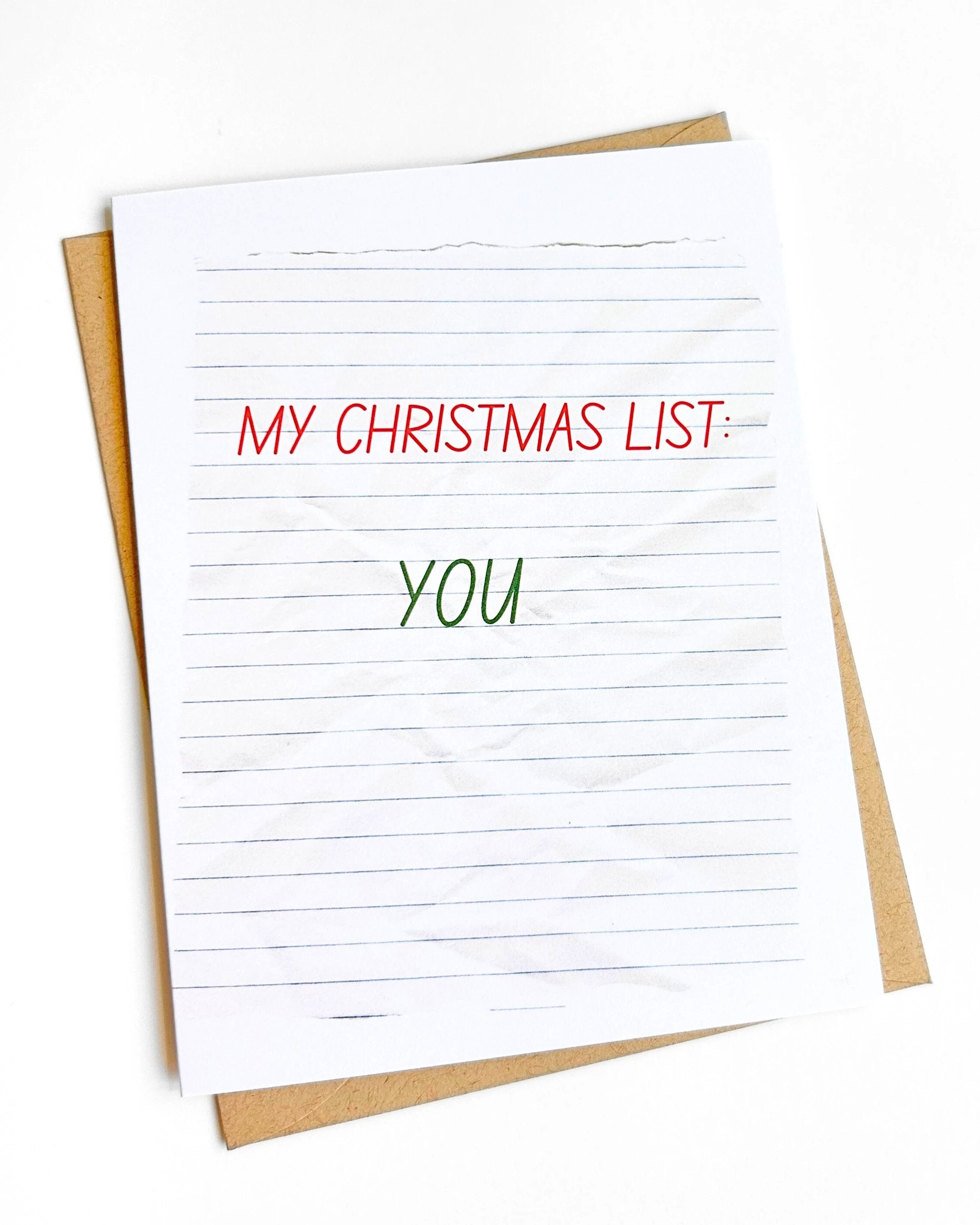 Christmas List Cute Holiday Card Romantic Christmas Card by Five Dot Post
