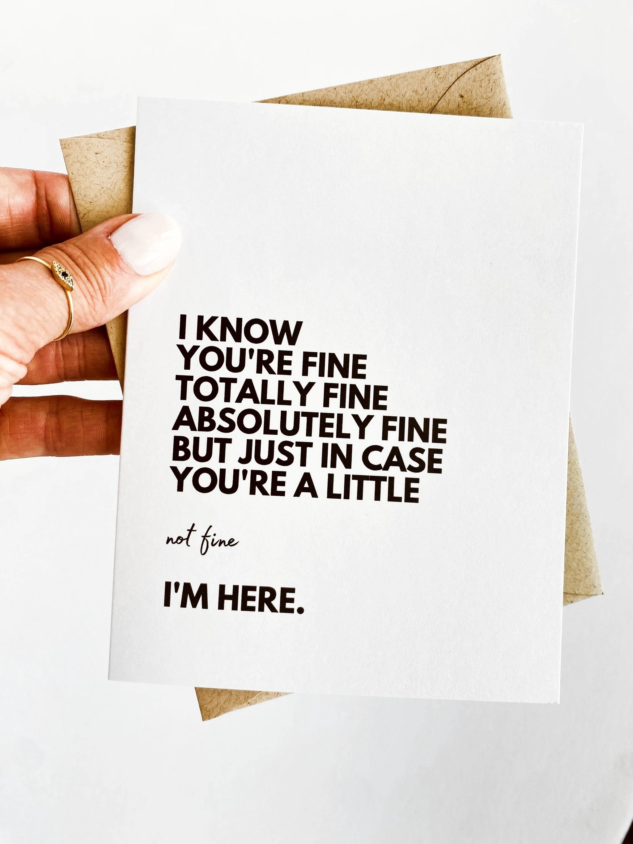 Encouragement Card - I'm Fine Support Greeting Card by Five Dot Post