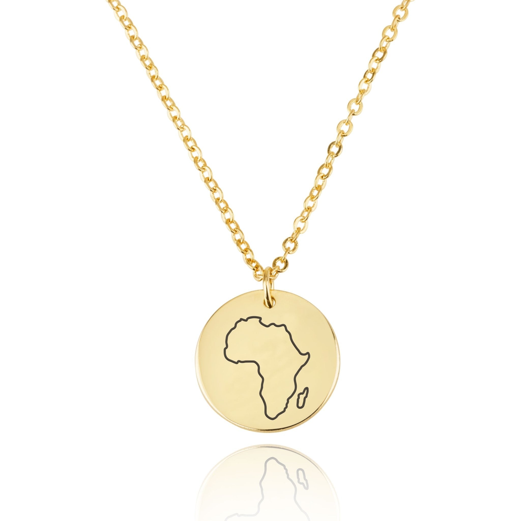 Africa Map Engraving Disc Necklace La Vie Bien Africa Map Engraving Disc Necklace