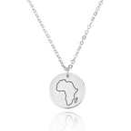 Africa Map Engraving Disc Necklace La Vie Bien Africa Map Engraving Disc Necklace
