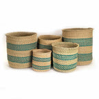 African Iringa woven basket with Turquoise Stripe La Vie Bien African Iringa woven basket with Turquoise Stripe