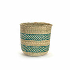 African Iringa woven basket with Turquoise Stripe La Vie Bien African Iringa woven basket with Turquoise Stripe